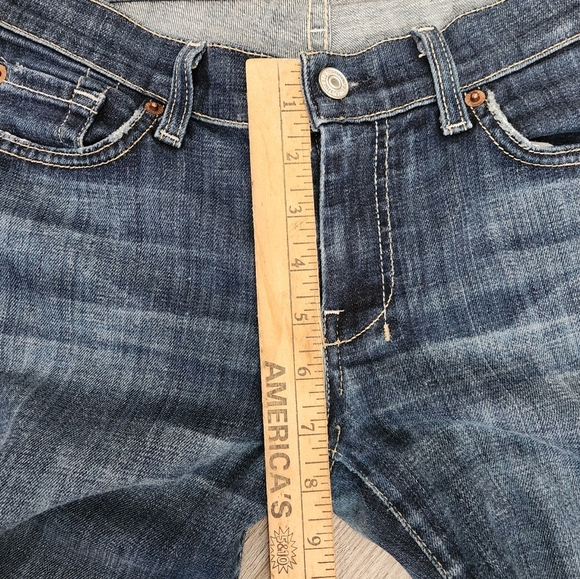 7 for all Mankind Dojo Mid Rise Dark Wash Flare Hem Jeans Size 28 X 28 L - Picture 14 of 15